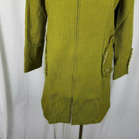 Paula Hian Luxe Raw Edge Metallic Trim Woven Long Blazer Jacket Coat Womens XS
