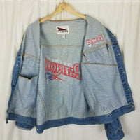 New England Patriots NFL Blue Jean Denim Trucker Jacket Mens XL Leather Proelite
