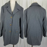 Blue Eagle Les Copains Worsted Wool 3/4 Walking Car Coat Peacoat Womens 46 Gray