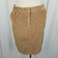 LL Bean Petites Stretch Corduroy Chino Style Classic Fit Skirt Womens 10P Tan
