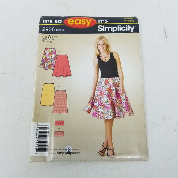Simplicity Sewing So Easy Pattern Twirl Skirt 2906 Womens 8 10 12 14 16 18 UNCUT