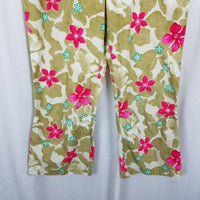 Oilily Hawaiian Hibiscus Floral Cropped Capris Culottes Pants Womens 6 Colorful