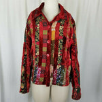 Coldwater Creek Patchwork Paisley Boxed Ribbon Sequin Jacket Blazer Womens M Red