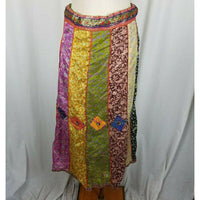 Nepal Silk Patchwork Tribal Ethnic Long Maxi Peasant Prairie Boho Skirt M Loud