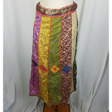 Nepal Silk Patchwork Tribal Ethnic Long Maxi Peasant Prairie Boho Skirt M Loud