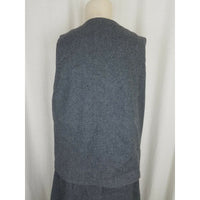 Vintage Handmade 1950s Wool Tweed Mod Dress Vest Jacket Skirt Suit Womens M Gray