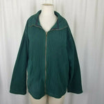 Lands End Direct Merchants Ribbed Zip Up Polartec Fleece Jacket Womens M Green