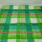 Vintage Seersucker Puckered Plisse Fabric Green Plaid Woven Cotton 5+ Yards