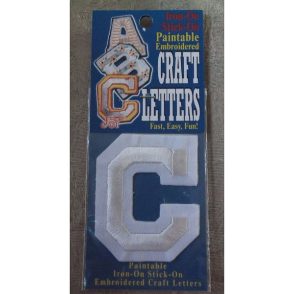Letter C Iron Stick On Paintable Embroidered Craft Letters Joy S.A. USA 2" Tall