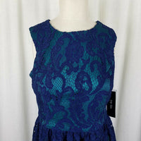Ivy + Blu Lace Overlay Fit & Flare Twirl Dress Womens 8 Summer Mini Sundress NWT