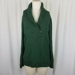 LRL Ralph Lauren Shawl Collar Henley Cotton Knit Sweater Womens L Dark Green