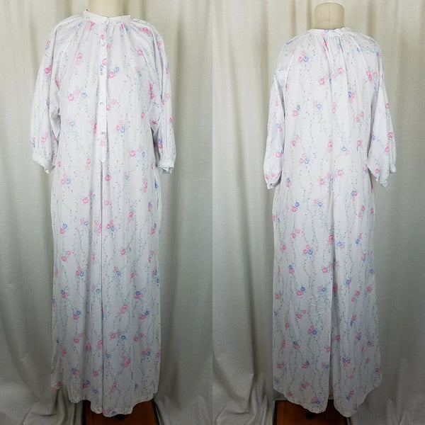 Vintage Sears Fashion Place Prairie Floral Flannel Nightgown Nightie Womens S
