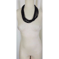 Multistring 6 Strand Black Faux Puka Bead Look BEADED NECKLACE Contemporary