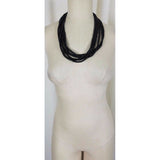 Multistring 6 Strand Black Faux Puka Bead Look BEADED NECKLACE Contemporary