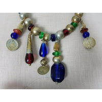 Single Strand Metal Glass Beads Pearls Gripoix Jewels Coins Gold BEADED NECKLACE