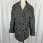 Vintage Eddie Bauer Double Breasted Mottled Wool Tweed Peacoat Womens L Car Coat