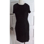 Laurence Kazar Heavily Beaded Cocktail Formal Party Dress M Vintage 70s Black