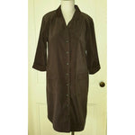 Talbots Petites Stretch Button Up Shirt Coat Dress Womens 14P Chocolate Brown
