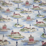 Waverly Vintage Coastal Watch Lighthouse Fabric 100% Cotton Material Nautical 2+