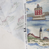 Waverly Vintage Coastal Watch Lighthouse Fabric 100% Cotton Material Nautical 2+