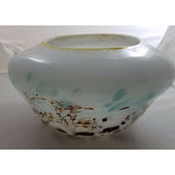 HAND BLOWN GLASS ART Decorative BOWL MURANO STYLE Weighted Blues Browns White