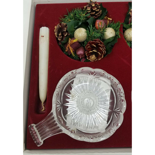 Oneida Crystal Southern Garden Set 2 Chambersticks Candles Sticks Floral Rings