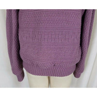 Vintage Outer Scene Faux Shearling Knit Snap Up Sweater Jacket Womens L Purple