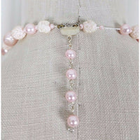 Strand Large Crochet Pink Beads Faux Pearl BEADED NECKLACE Vintage Contemporary