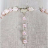 Strand Large Crochet Pink Beads Faux Pearl BEADED NECKLACE Vintage Contemporary