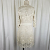Mod Vintage 60s Twiggy Space Age Fit & Flare Twirl Dress Lace Overlay Womens M L