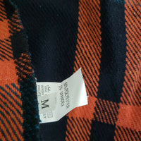 Vegan Wool Wide Collar Tartan Plaid Open Front Swing Vest Womens M Stretch Blue