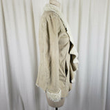 Mystree Vegan Faux Suede Sherpa Lined Drape Ruffled Swing Jacket Coat Womens S