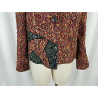 Vintage 80s CanvasBacks Wool Silk Patchwork Art to Wear Woven Jacket Womens 14