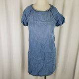 Life In Progress Denim Blue Jean Oversized Baggy Sack Dress Womens S Chambray SS