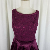 The Limited Lace Satin Plunge VBack Fit & Flare Cocktail Purple Dress Womens 10