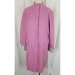 Terry Lewis Classic Luxuries Pink Wool Gray Faux Fur Trim Coat Peacoat Womens M