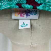 Lularoe Green Medallion Jersey Knit Dress Womens L Scoop Neck Twirl 3/4 Sleeve