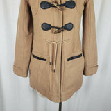 Abercrombie & Fitch Hooded Fur Trim Wool Toggle Peacoat Parka Womens S Camel Tan