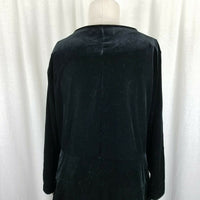 Lands End Velvet Fit & Flare Long Sleeve Scoop Neck Little Black Dress Womens L