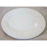 Tabletops Unlimited Nature 18.5 in Oval Ceramic Platter Dish Handcrafted Fruits