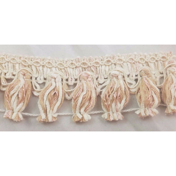 Chenille Tassel Fringe Sewing Trim Notions 2 inches wide x 4+ yards Pink Cream