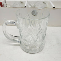 Vintage Paul Sebastian Fine Crystal Cut Tempered Glass Mugs Set 6 Arcoroc Handle