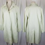 Talbots Floral Lined Long Lime Green Rain Trench Coat Womens XL Placket Front