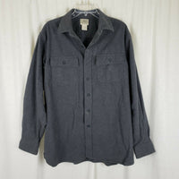 LL Bean Chamois Brushed Cotton Flannel Button Down Long Sleeve Shirt Mens L Gray