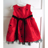 La Princess Embroidered Floral Taffeta Velvet Sash Twirl Party Dress Girls 18M