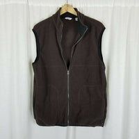 Izod Fleece Vest Full Zip Up Lightweight Mens M Choc Brown Outdoor Adventure