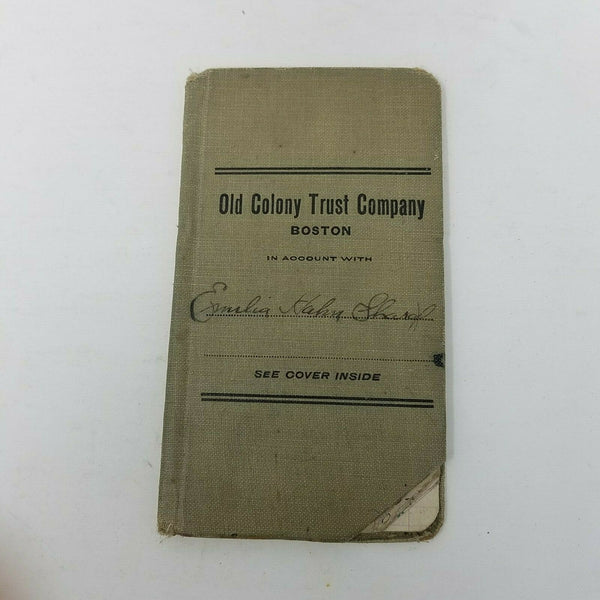 1920s Old Colony Trust Company Boston Bank Register Receipt Deposit Pass Book 5"