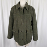 LL Bean Wool Full Button Up Shirt Jacket Lightweight Baird Barn Coat Womens L