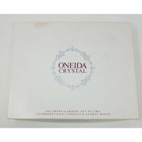 Oneida Crystal Southern Garden Set 2 Chambersticks Candles Sticks Floral Rings