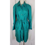London Fog Towne Shiny Shimmer Belted Sash Long Trench Coat Womens 6P Cape Top
